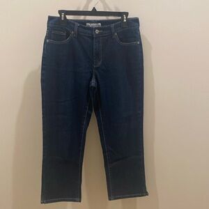 Chico’s Platinum- cropped dark denim jeans-size 1